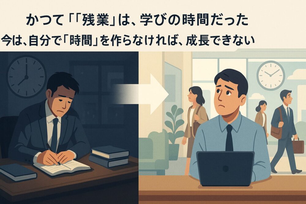 かつて「残業」は学びの時間だった。
今は、自分で「時間」を作らなければ成長できない。