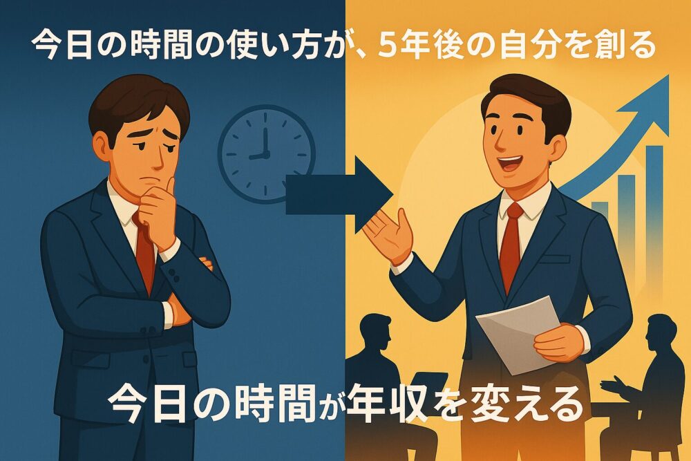 今日の時間の使い方が、5年後の自分を創る
今日の時間が年収を変える