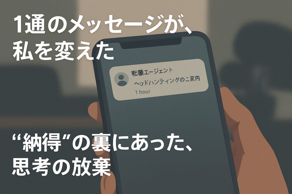 1通のメッセージが、私を変えた。 ”納得”の裏にあった、思考の放棄
